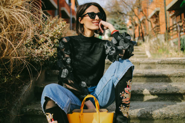 Young pretty fashioned girl eccentric fashion