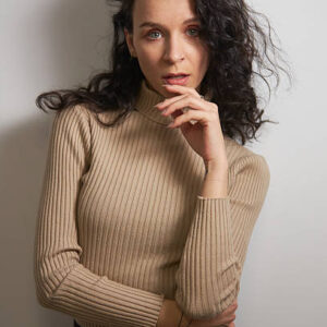 Beautiful romanian lady with white background in different moods